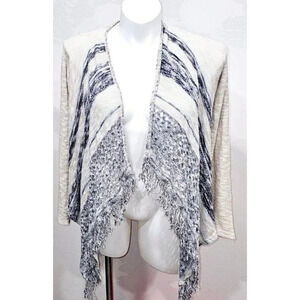 Women’s Fringe Knit Open Front Draping Cover Up - NO BOUNDARIES Sz XL (15-17)